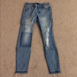 Light wash distressed jeans